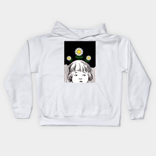 little girl with daisies Kids Hoodie